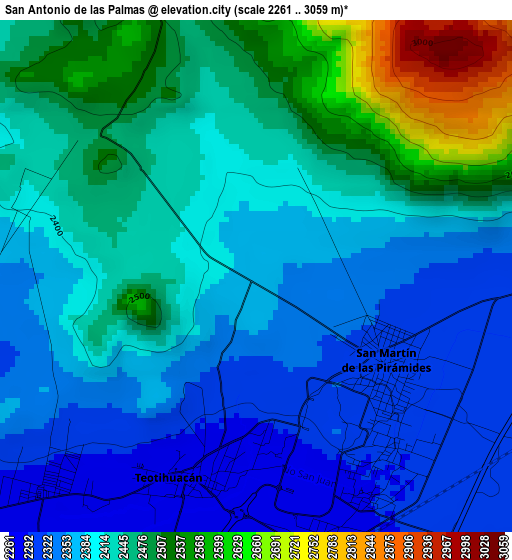 San Antonio de las Palmas elevation map