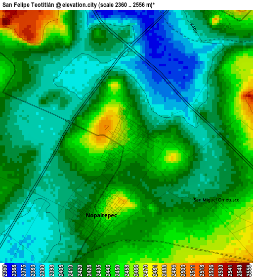 San Felipe Teotitlán elevation map