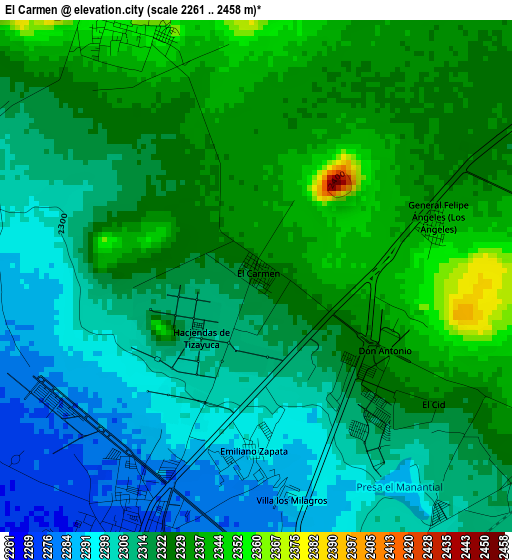 El Carmen elevation map