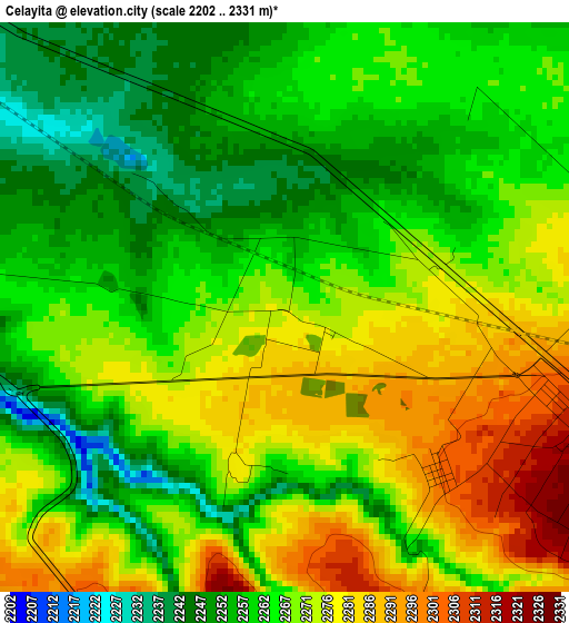 Celayita elevation map