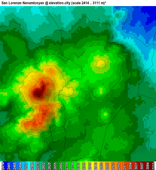 San Lorenzo Nenamicoyan elevation map