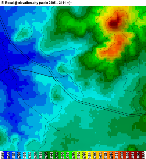 El Rosal elevation map