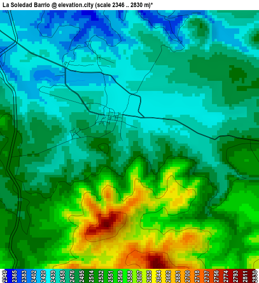 La Soledad Barrio elevation map