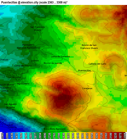 Puentecillas elevation map