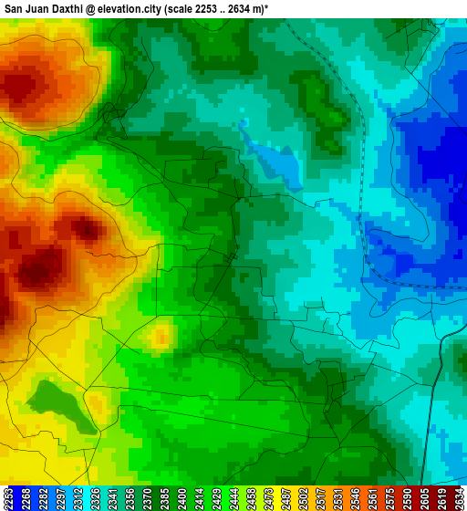 San Juan Daxthi elevation map