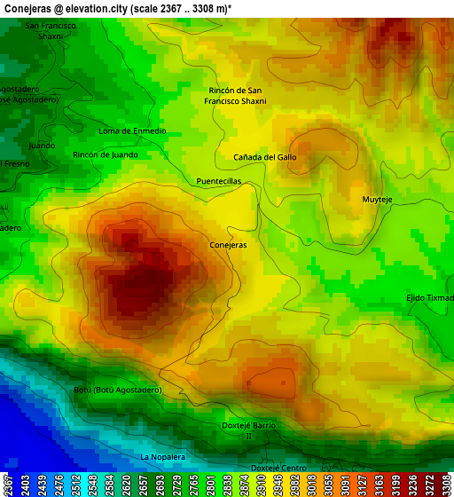 Conejeras elevation map