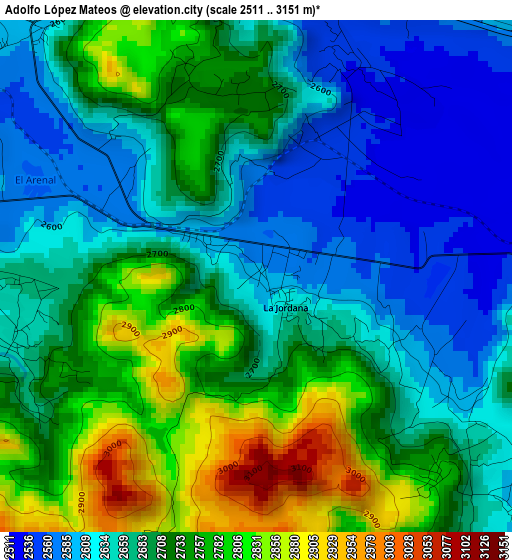 Adolfo López Mateos elevation map