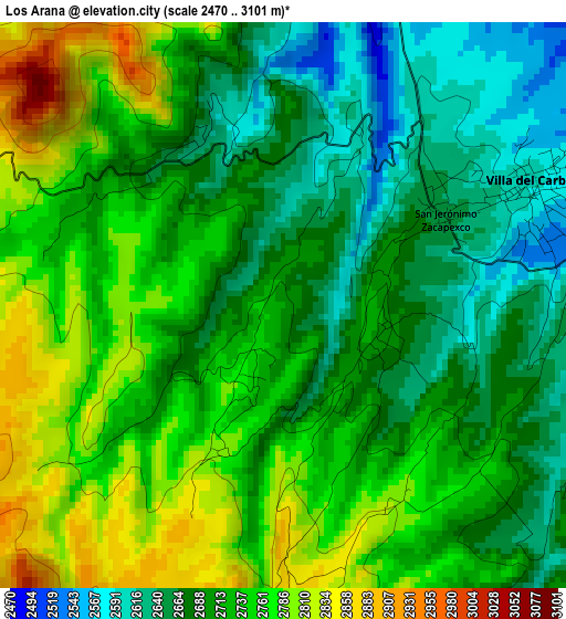 Los Arana elevation map