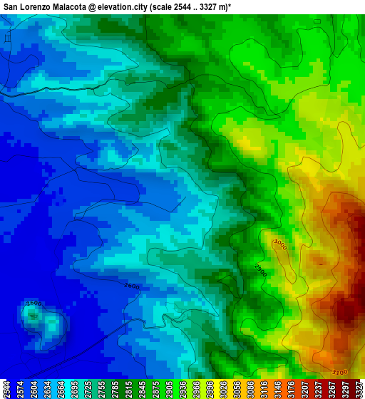 San Lorenzo Malacota elevation map