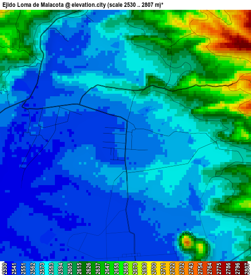 Ejido Loma de Malacota elevation map