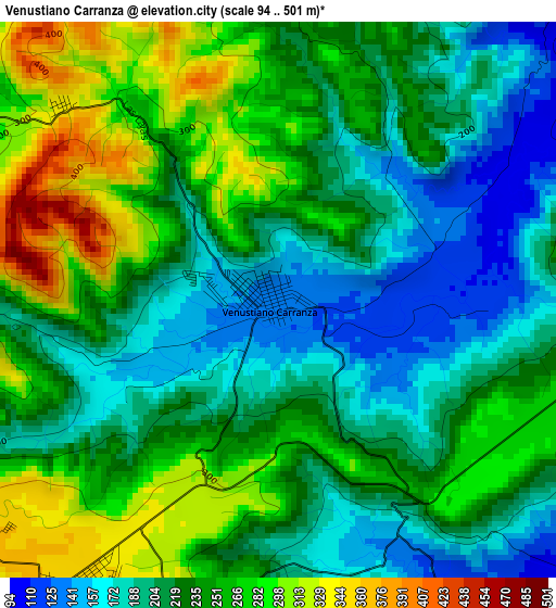 Venustiano Carranza elevation map