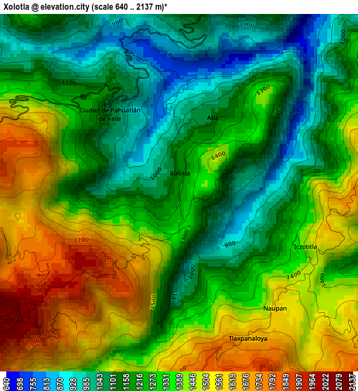 Xolotla elevation map