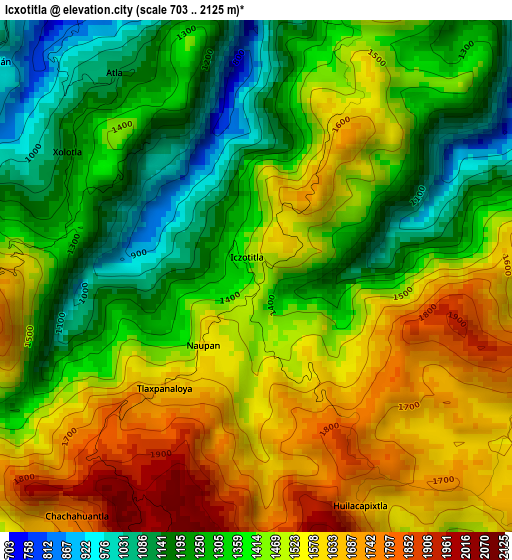 Icxotitla elevation map