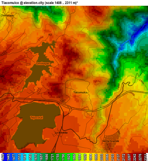 Tlacomulco elevation map