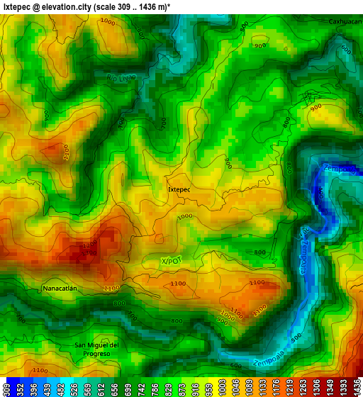 Ixtepec elevation map