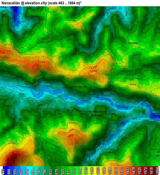 Nanacatlán elevation map