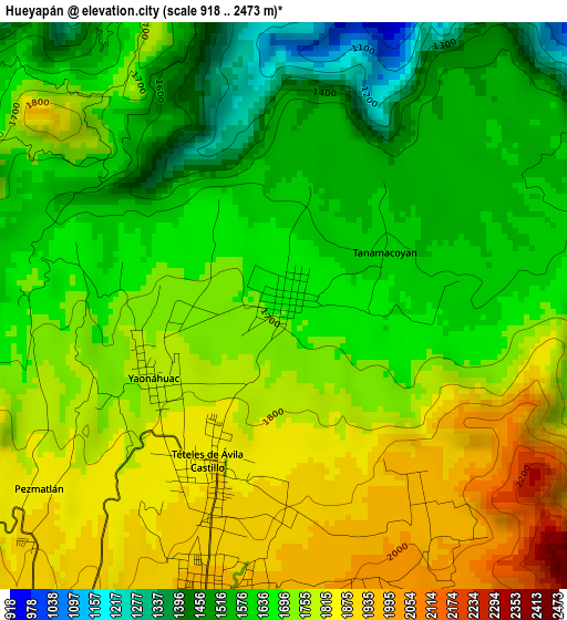 Hueyapán elevation map