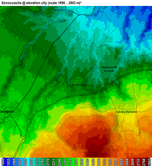 Xonocuautla elevation map