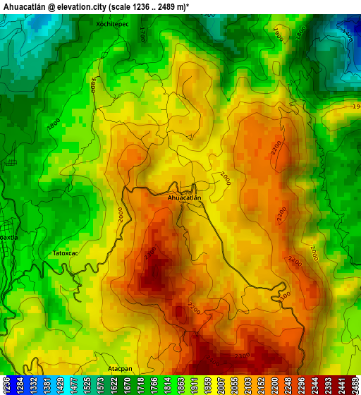 Ahuacatlán elevation map