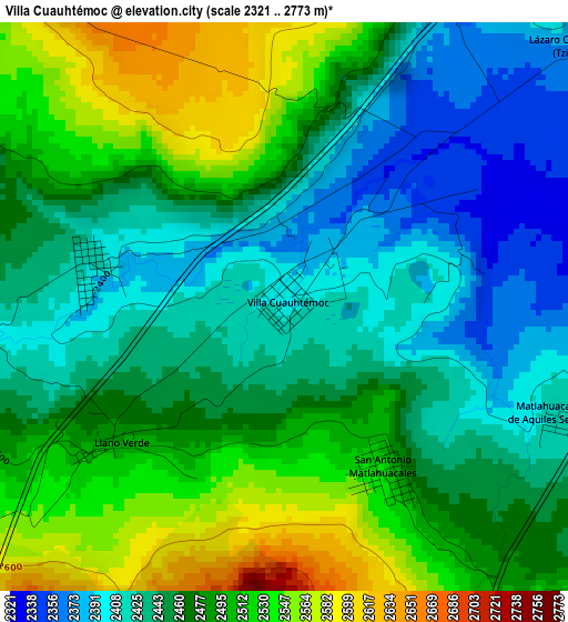 Villa Cuauhtémoc elevation map