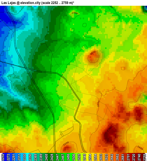 Las Lajas elevation map