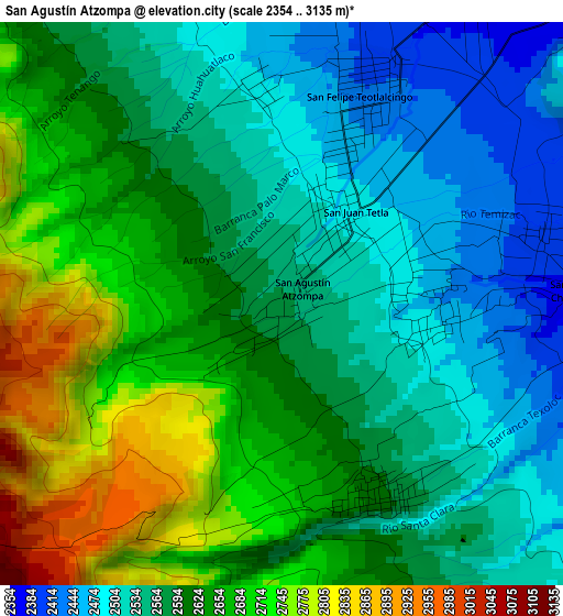 San Agustín Atzompa elevation map