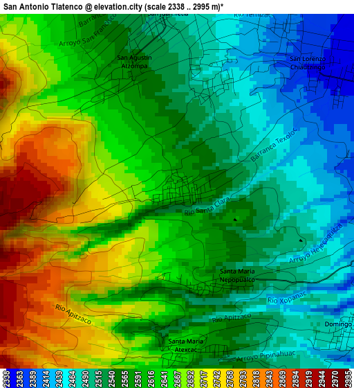 San Antonio Tlatenco elevation map