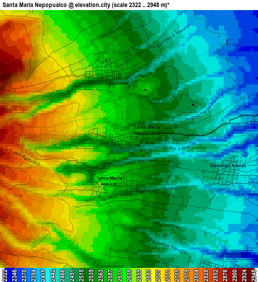 Santa María Nepopualco elevation map