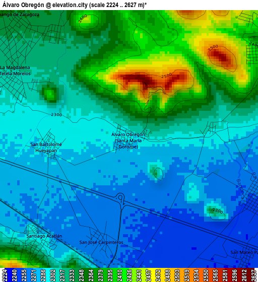 Álvaro Obregón elevation map