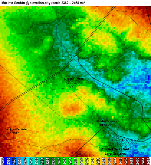 Máximo Serdán elevation map