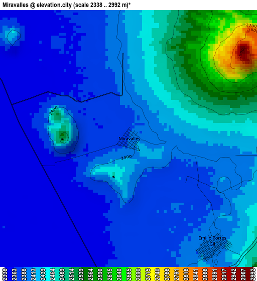 Miravalles elevation map