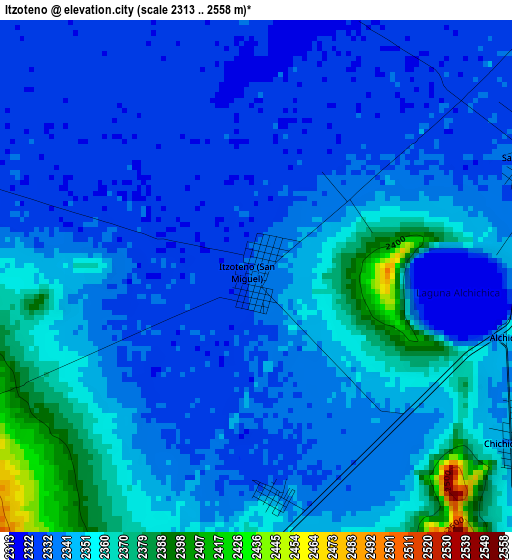 Itzoteno elevation map