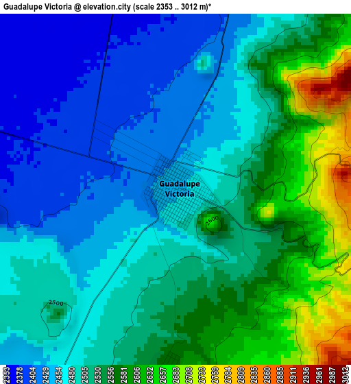 Guadalupe Victoria elevation map