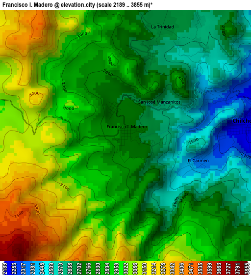 Francisco I. Madero elevation map