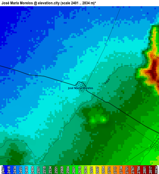 José María Morelos elevation map