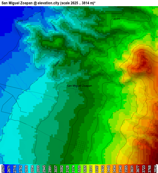 San Miguel Zoapan elevation map