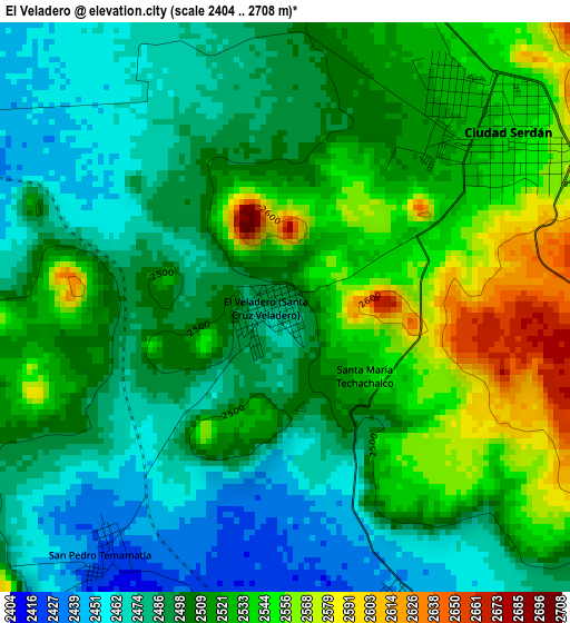 El Veladero elevation map