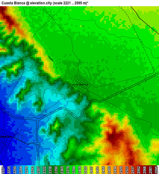 Cuesta Blanca elevation map