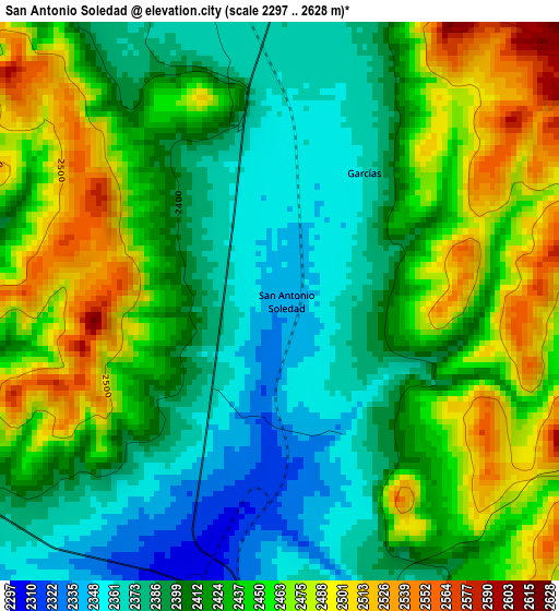 San Antonio Soledad elevation map