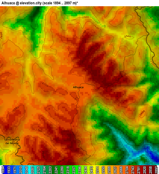 Alhuaca elevation map