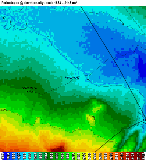 Pericotepec elevation map