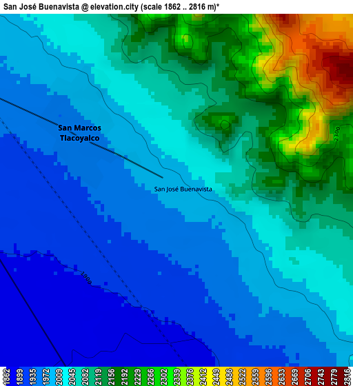 San José Buenavista elevation map