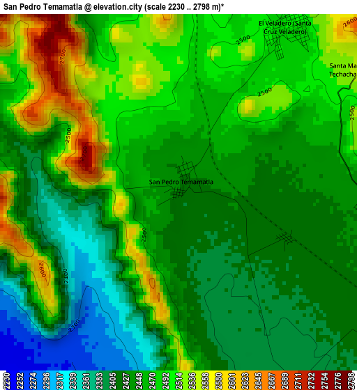 San Pedro Temamatla elevation map