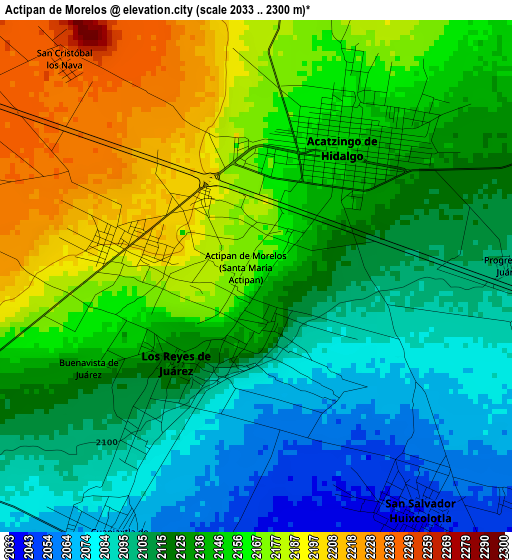 Actipan de Morelos elevation map