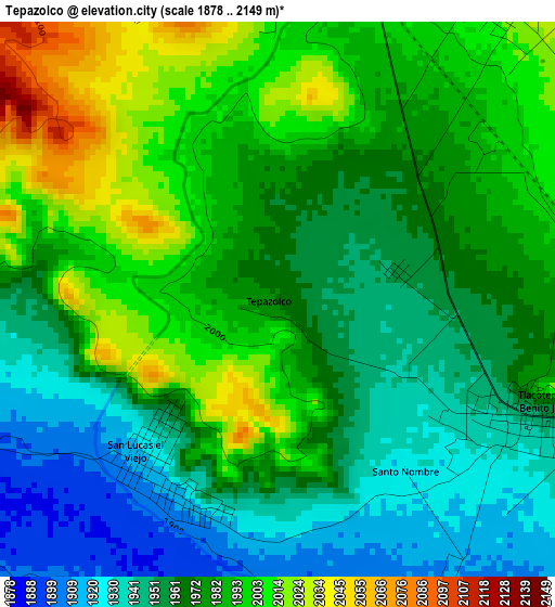 Tepazolco elevation map