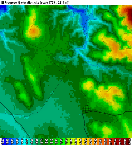 El Progreso elevation map