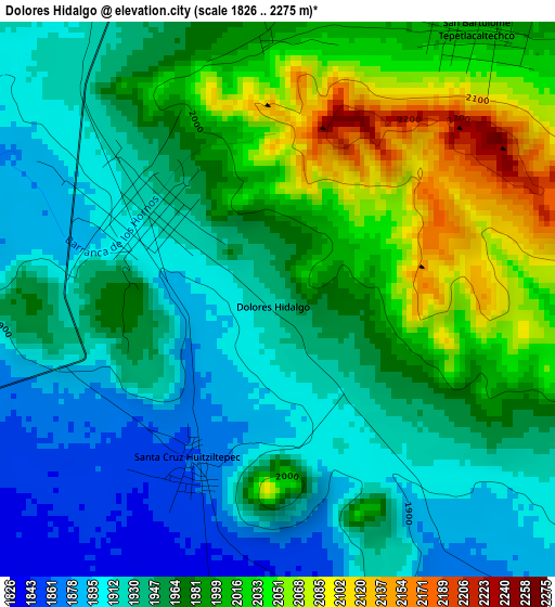 Dolores Hidalgo elevation map