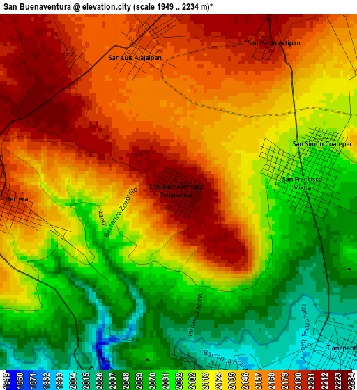 San Buenaventura elevation map