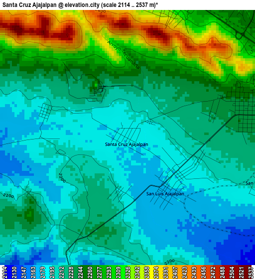 Santa Cruz Ajajalpan elevation map