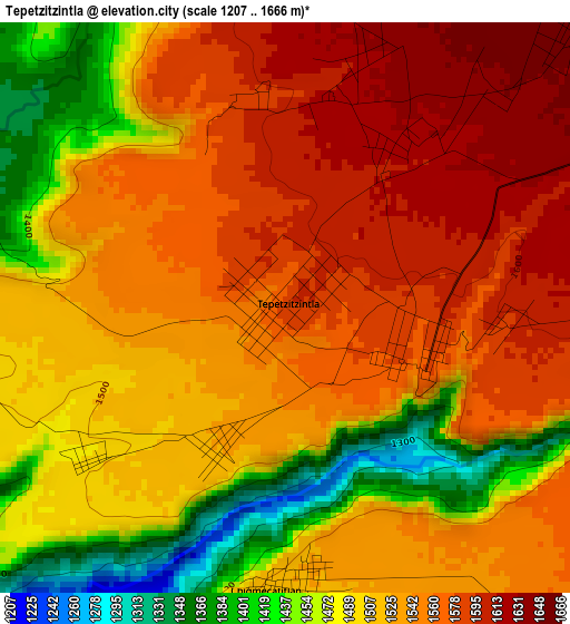 Tepetzitzintla elevation map